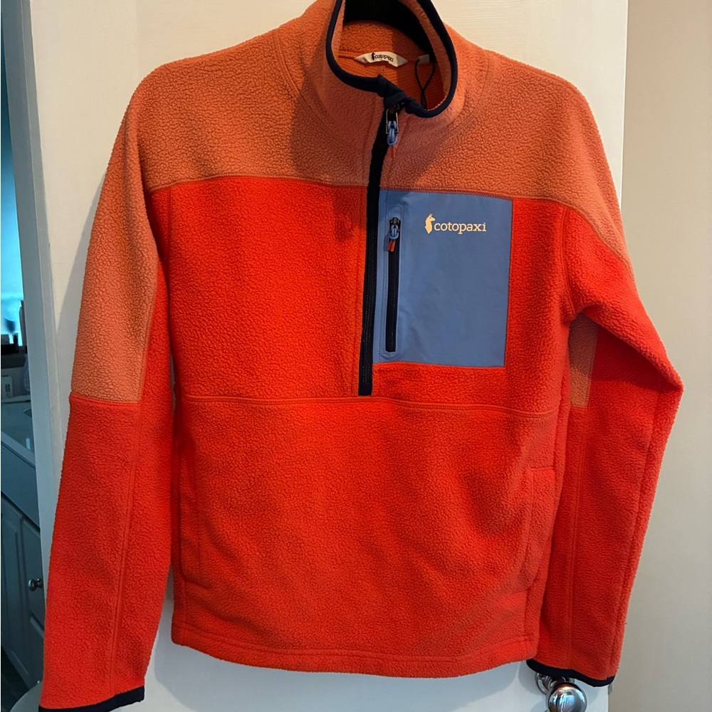 Cotopaxi Vibrant Orange Fleece with Blue Accent